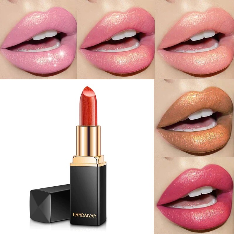 Brand Professional Lips Makeup Waterproof Shimmer Long Lasting Pigment Nude Pink Mermaid Shimmer Lipstick Luxury Makeup