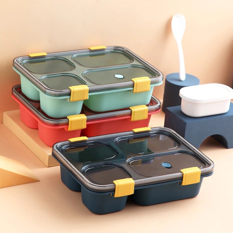 Household Outdoor Plastic Lunch Box Bento Box Canteen Divided Plate Student Microwave Oven Office Lunch Box