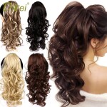 DIFEI Women's Synthetic Long Wavy Ponytail Clip in Hairpiece One Piece High Temperature Fiber Natural Wrap Around Hair