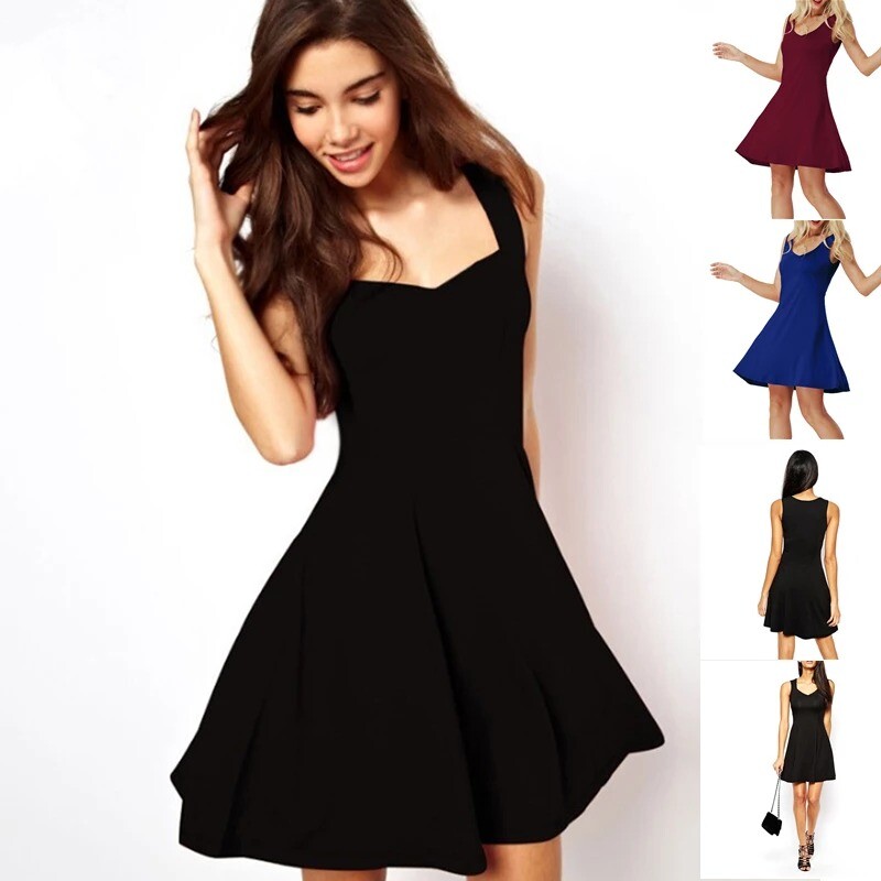 2022 Fashion Vintage Dresses Casual Elegant Women Summer Dress Sleeveless V-Neck Knee-Length Dress Beach Party Skater