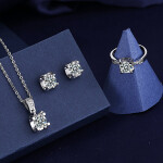 Ox Head Moissanite Diamond Jewelry set 925 Sterling Silver Party Wedding Rings Earrings Necklace For Women Bridal Sets .