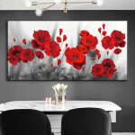 Red Poppies Flower Canvas Painting Posters and Prints Flowers Wall Art Picture for Living Room Modern Wall Paintings
