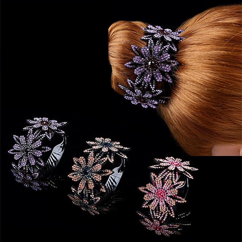Korean Rhinestone Hair Bun Maker Claws Cage Women Elegant Crystal Hair Clips Hairpins Ponytail Holder Headwear