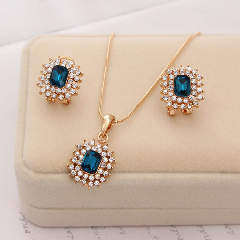 Hesiod Women Austrian Crystal Luxury Alloy Rhinestone Jewelry Sets Necklace Earrings sets.