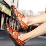 Brand Genuine Leather Outdoor New High Quality Fashion Mens Sandals Summer Beach Men Slippers Male Soft Buckle Shoes