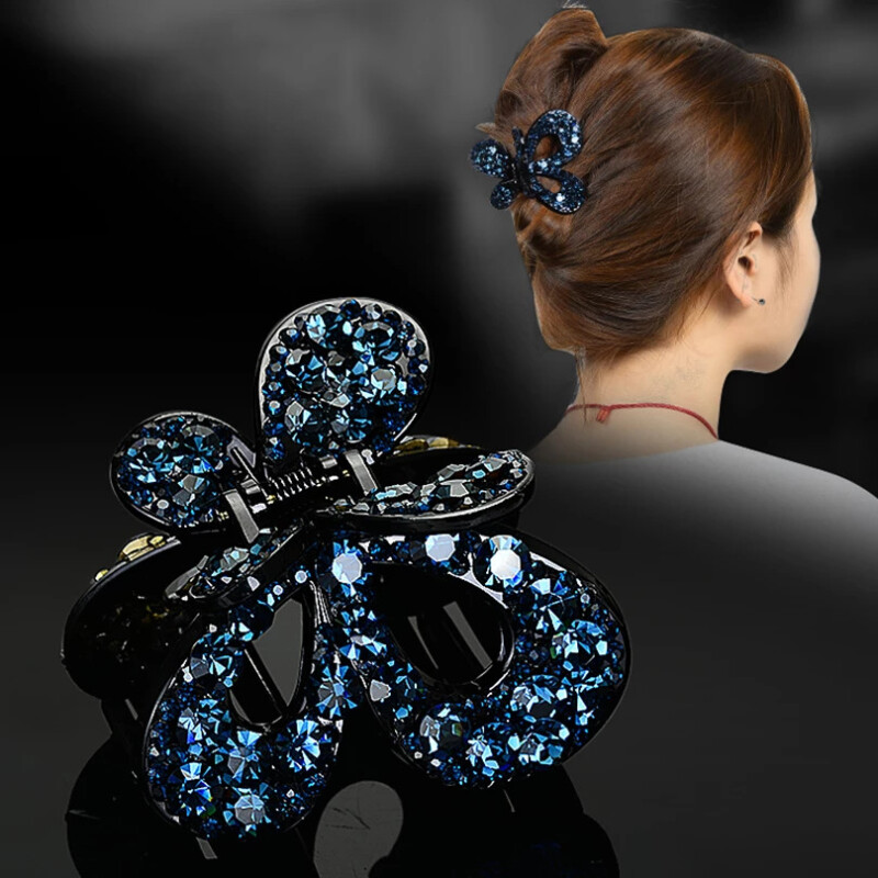 AWAYTR Women Crystal Hair Claw Vintage Butterfly Hairpin Heandband Crab Clip Shiny Rhinestone Bow Hair Clips