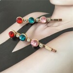Gold Color Plating Rhinestone Crossed Jewel Tone Hair Pins For Women Girls Lady Hair Slide Charmy