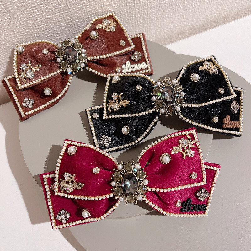 Rhinestone Crystal Bow Barrettes For Gilrs Korea Hair Accessories Hair Clips For Women Hairpin Hair Bows Headband