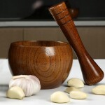 Household Grinder Pressing Garlic Mashed Garlic Mashing Pot Manual Mashing Medicine Pot Jujube Wood Pounding Garlic