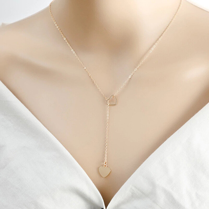 New Fashion Trendy Jewelry Copper Heart Chain Link Necklace Gift For Women Girl.