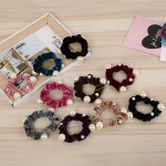 Women New arrival Velvet pearl Elastic Hair Ropes Scrunchies Girls' No Crease Hair Ties Women Hair Accessories