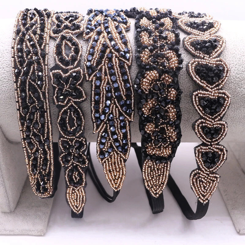 Ethnic Glass Beads Handmade Headband Pearl Rhinestone Customized Beaded Hairband For Women & Girls Hair Accessories
