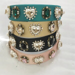 Baroque Rhinestone Headband Hairband for Women Girls Metal Bee Beads Flower Head Hair Accessories Baroque Rhinestone