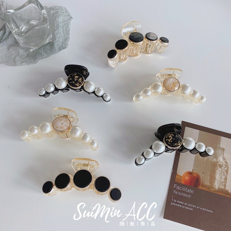 Elegance Crystal Pearl Hair Claws For Women Hair Accessories Flower Rhinestones Hairpins Handmade Hair Clips
