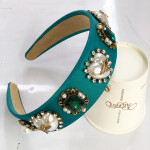 Baroque Rhinestone Headband Hairband for Women Girls Metal Bee Beads Flower Head Hair Accessories Baroque Rhinestone