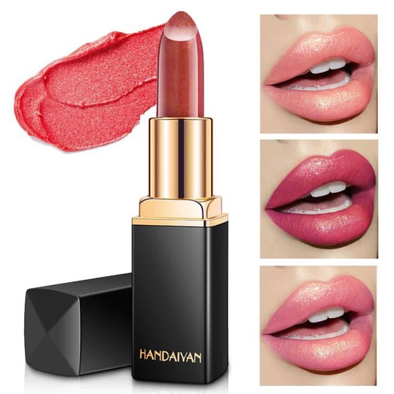 Brand Professional Lips Makeup Waterproof Shimmer Long Lasting Pigment Nude Pink Mermaid Shimmer Lipstick Luxury Makeup