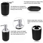 6Pcs Bathroom Accessories Set Toothbrush Holder Cup Soap Dispenser Dish Toilet Brush Trash Can Plastic Tumbler Cup
