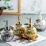 3pcs/set Bathroom Accessories Set Stainless Steel Tray Ceramics Hand Sanitizer Shampoo Shower Gel Bottle Toilet Soap