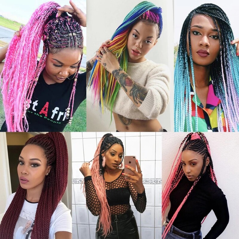 AZQUEEN Synthetic Braiding 24" Ponytail Hairpiece With Rubber Band Hair Ring Braided Chignon Hair Ponytail Hair