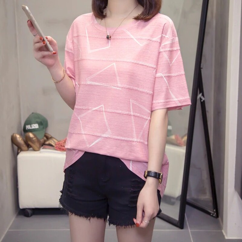 Oversize TShirt Summer Women's Casual Short-sleeved T-shirt Printing Cotton Tops Loose Large Size Leisure Tees L 4XL