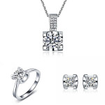 Ox Head Moissanite Diamond Jewelry set 925 Sterling Silver Party Wedding Rings Earrings Necklace For Women Bridal Sets .