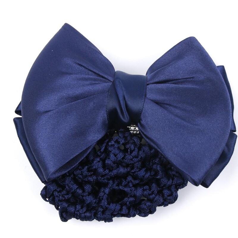 Satin Bow Barrette Stylish Floral Lace Official Lady Hair Clip Cover Net Tulle Bowknot Bun Snood Women Hairgrip Headband