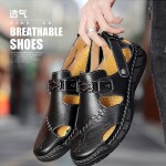 Brand Genuine Leather Outdoor New High Quality Fashion Mens Sandals Summer Beach Men Slippers Male Soft Buckle Shoes