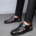 UPUPER 2019 Summer Mature Men Sandals Leather Sandals Men Leather Sandals For Men Black Dress Shoes Sandals Big Size