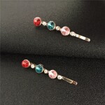 Gold Color Plating Rhinestone Crossed Jewel Tone Hair Pins For Women Girls Lady Hair Slide Charmy