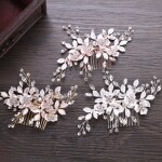Fashion Pearl Flower Crystal Hair Pins Side Comb Wedding Party Headdress Bridesmaid Bride Hair Accessories