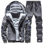 Men's Hoodies Tracksuit Winter Fleece Camouflage Suit Warm Velvet Sweatshirt Brand Clothing Men Jacket Set