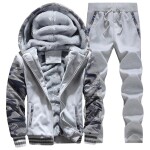 Men's Hoodies Tracksuit Winter Fleece Camouflage Suit Warm Velvet Sweatshirt Brand Clothing Men Jacket Set