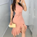 2022 Women Elegant Lady Dress Fashion Party Sweet Workwear Dress Casual One Shoulder