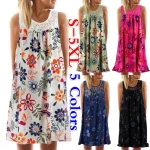 2022 Women Summer Dress Boho Style Floral Print Beach Dress