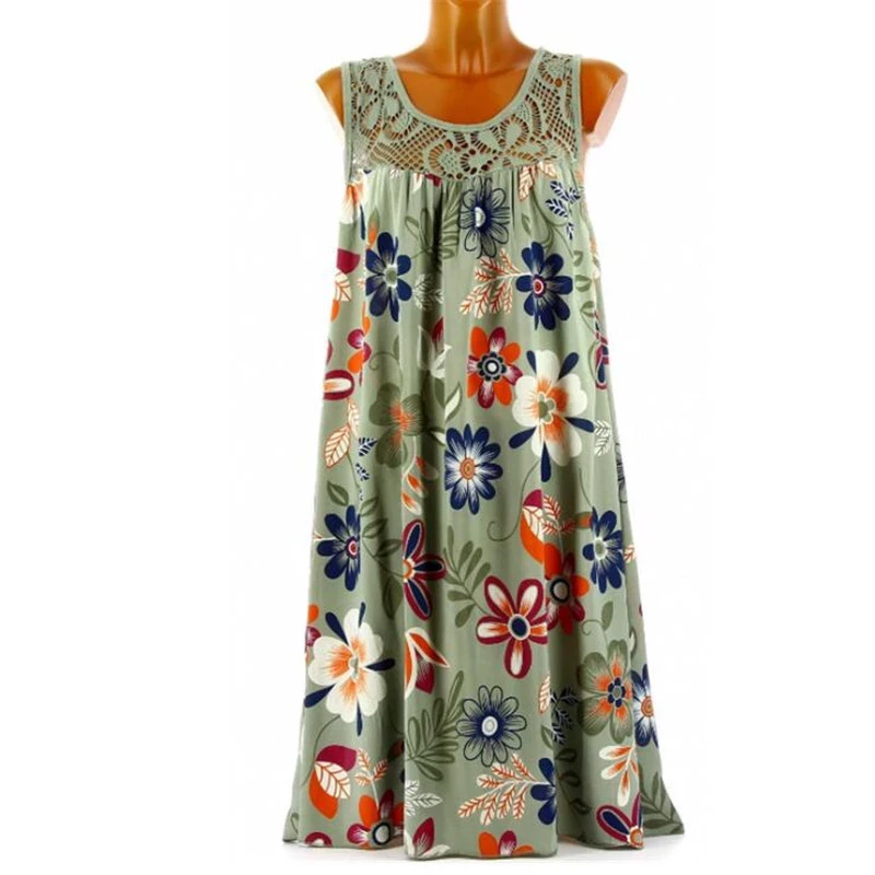 2022 Women Summer Dress Boho Style Floral Print Beach Dress