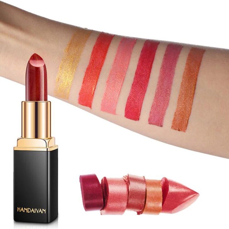 Brand Professional Lips Makeup Waterproof Shimmer Long Lasting Pigment Nude Pink Mermaid Shimmer Lipstick Luxury Makeup