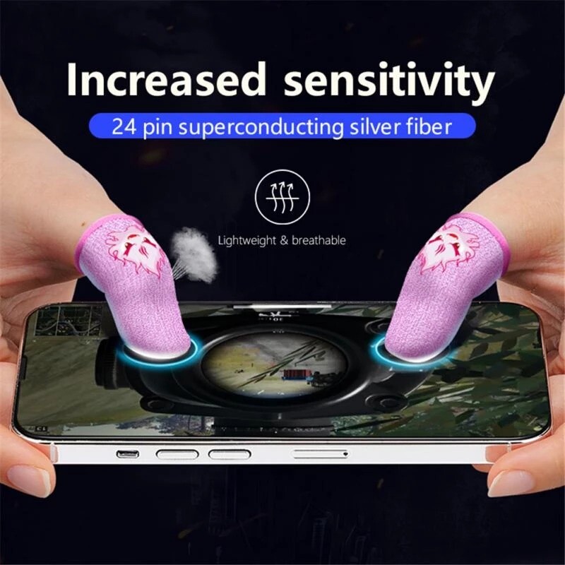2Pcs Mobile Game Fingertip Gloves For Gamer Sweatproof Anti-Slip Touch Screen Finger Sleeve Breathable Gaming Cover