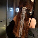 FYUAN Shine Full Rhinestone Hairpins for Women Bijoux Long Tassel Crystal Hair Accessories Wedding Banquet Jewelry