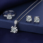 Ox Head Moissanite Diamond Jewelry set 925 Sterling Silver Party Wedding Rings Earrings Necklace For Women Bridal Sets .