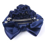 Satin Bow Barrette Stylish Floral Lace Official Lady Hair Clip Cover Net Tulle Bowknot Bun Snood Women Hairgrip Headband