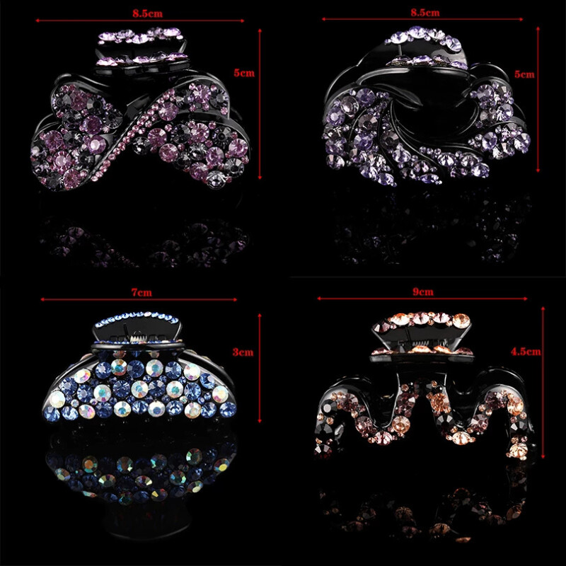 AWAYTR Women Crystal Hair Claw Vintage Butterfly Hairpin Heandband Crab Clip Shiny Rhinestone Bow Hair Clips