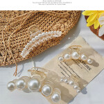 Elegant Pearls Solid Beads Hair Claws for Women Girls Barrettes Headwear Hairpins Horsetail Hair Clips Hair Crab