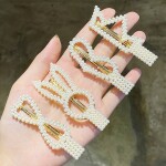 5/8PCS/Set Women Girls Elegant Imitation Pearls Geometric Hairpins Sweet Hair Ornament Clips Barrettes