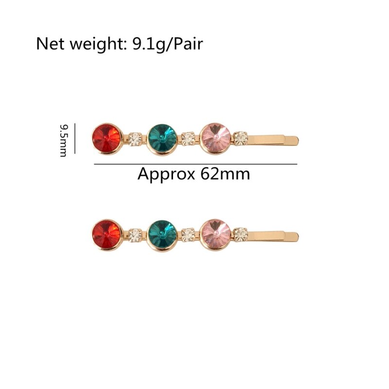 Gold Color Plating Rhinestone Crossed Jewel Tone Hair Pins For Women Girls Lady Hair Slide Charmy