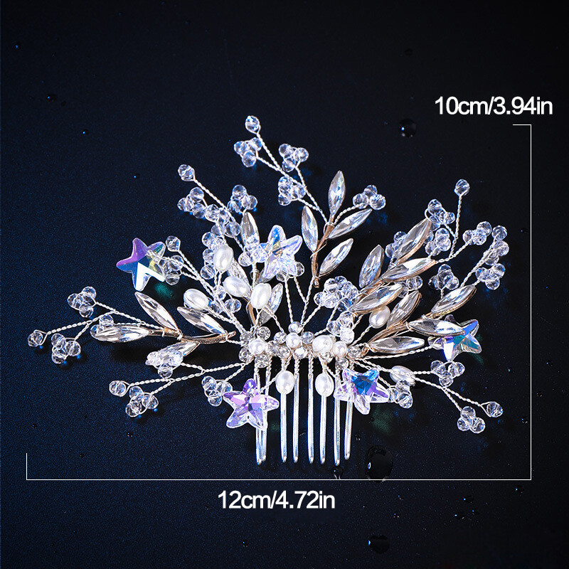 Fashion Pearl Flower Crystal Hair Pins Side Comb Wedding Party Headdress Bridesmaid Bride Hair Accessories
