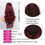 AISI BEAUTY Synthetic Wrap Around Ponytail Red Blonde Black Hairpiece Long Body Wave Ponytail Extension for Women's