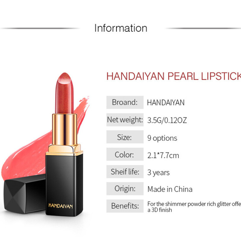 Handaiyan Waterproof Nude Glitter Lipstick Makeup Long Lasting Velvet Red Mermaid Sexy Shimmer Matte Lip Stick Cosmetic