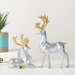 Abstract Gold Statues Christmas Reindeer Figurines Nordic Small Resin Sitting Standing Deer Statues for Home Office