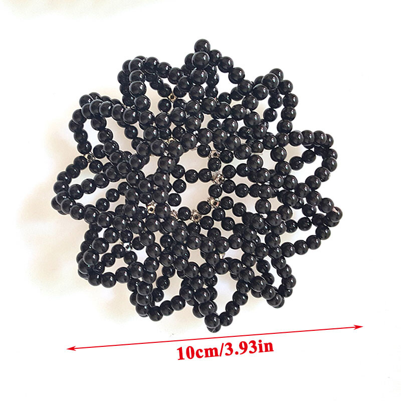 Crystal Hair Bun Covers Pearl Elastic Hair Net Ornament Crochet Handmade Hair Snood Ballet Dancing Snood Net Hair