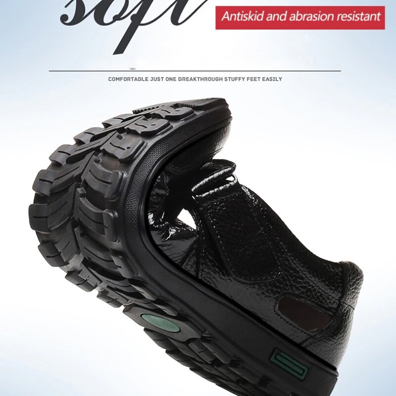 UPUPER 2019 Summer Mature Men Sandals Leather Sandals Men Leather Sandals For Men Black Dress Shoes Sandals Big Size